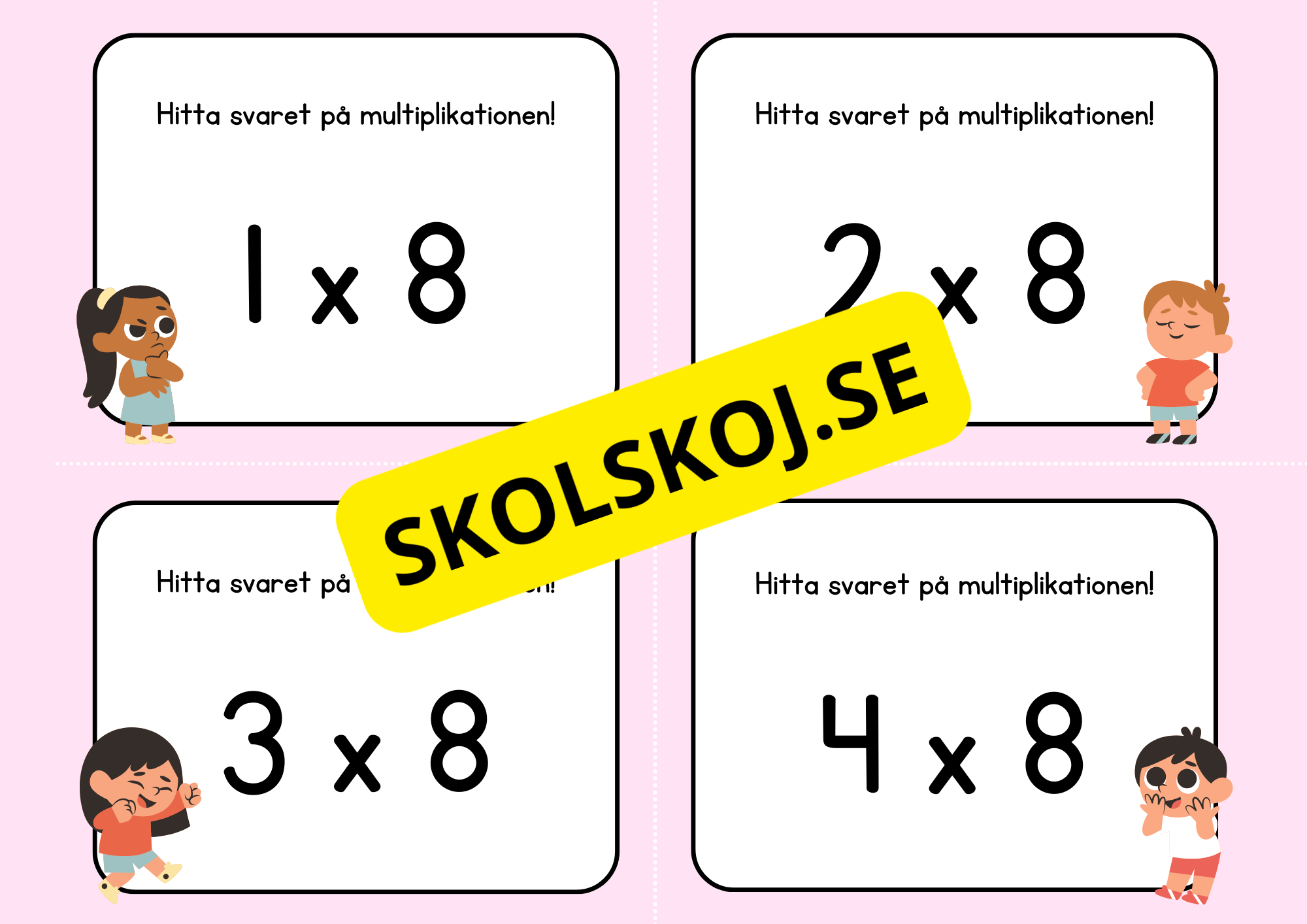 Hitta svaret på multiplikationen - Flashkort
