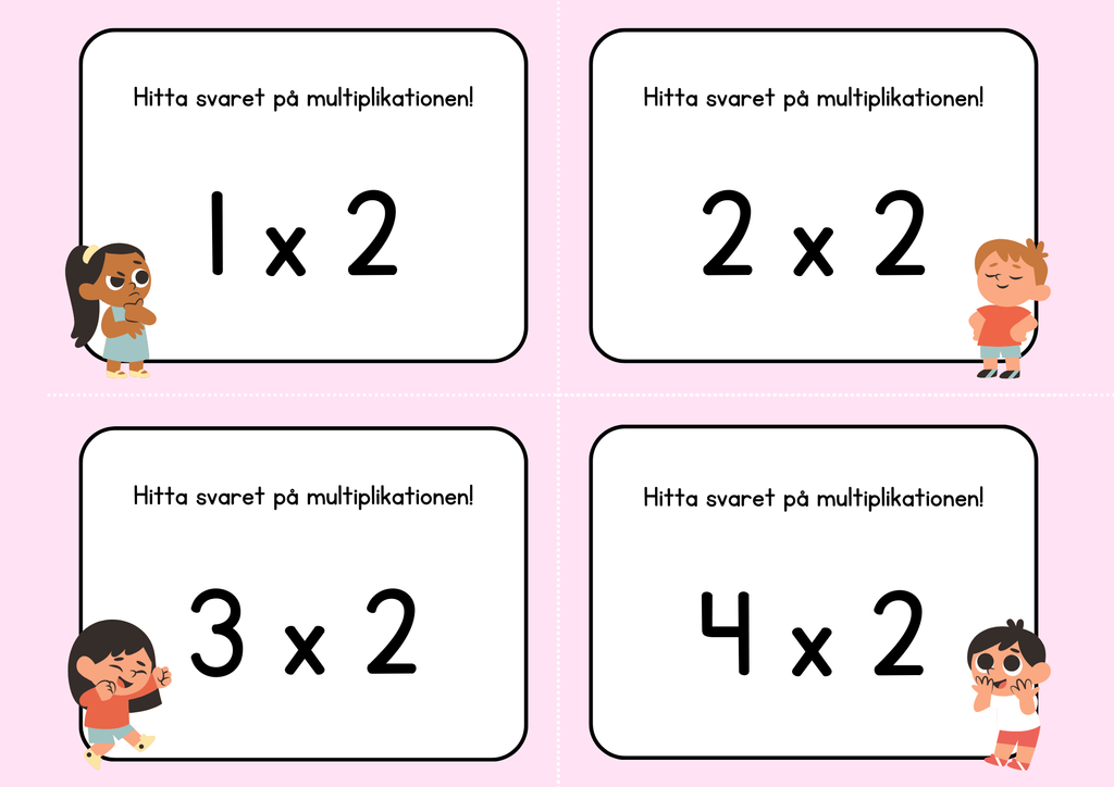 Hitta svaret på multiplikationen - Flashkort