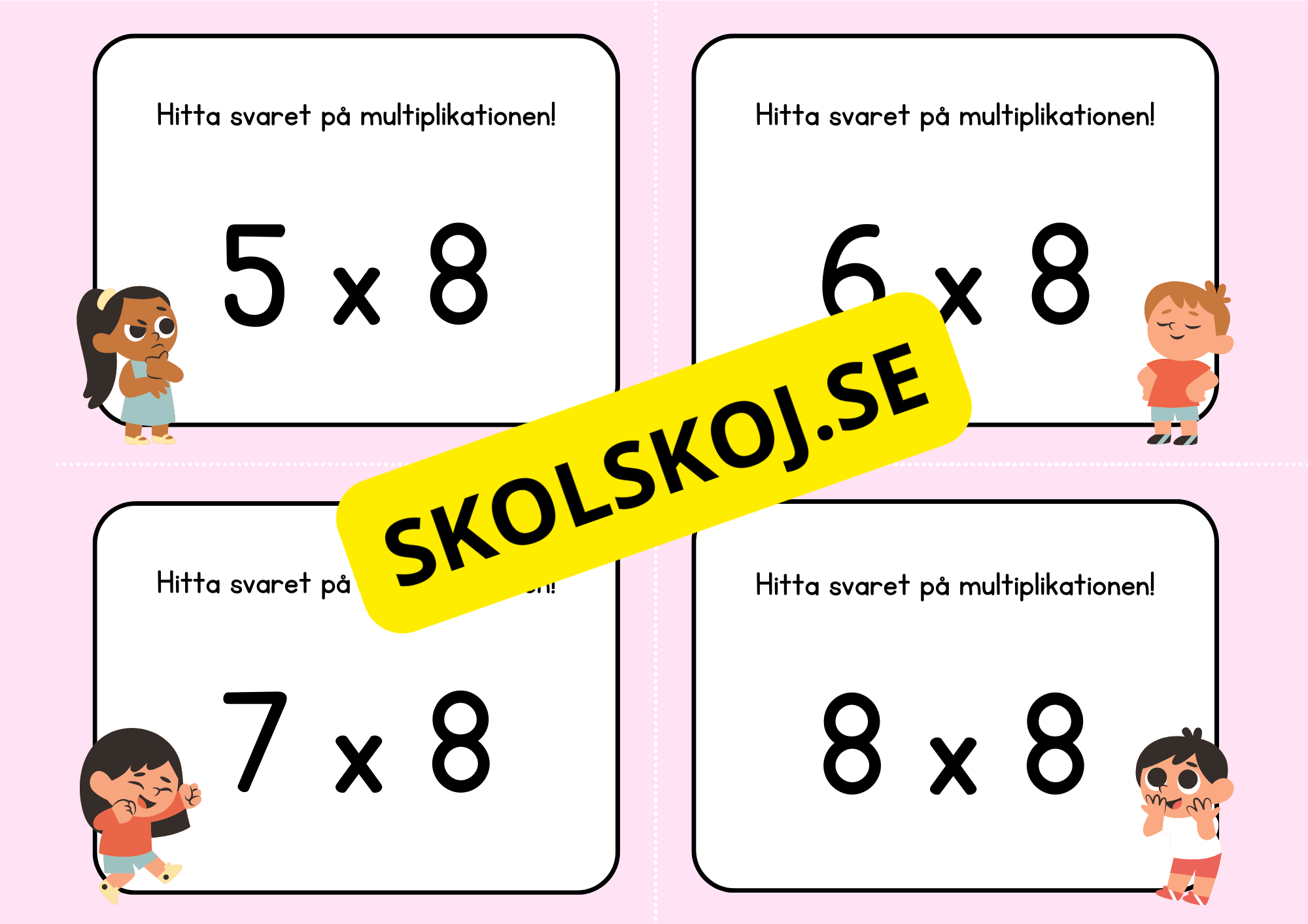 Hitta svaret på multiplikationen - Flashkort