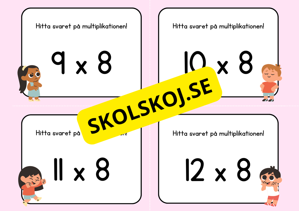 Hitta svaret på multiplikationen - Flashkort