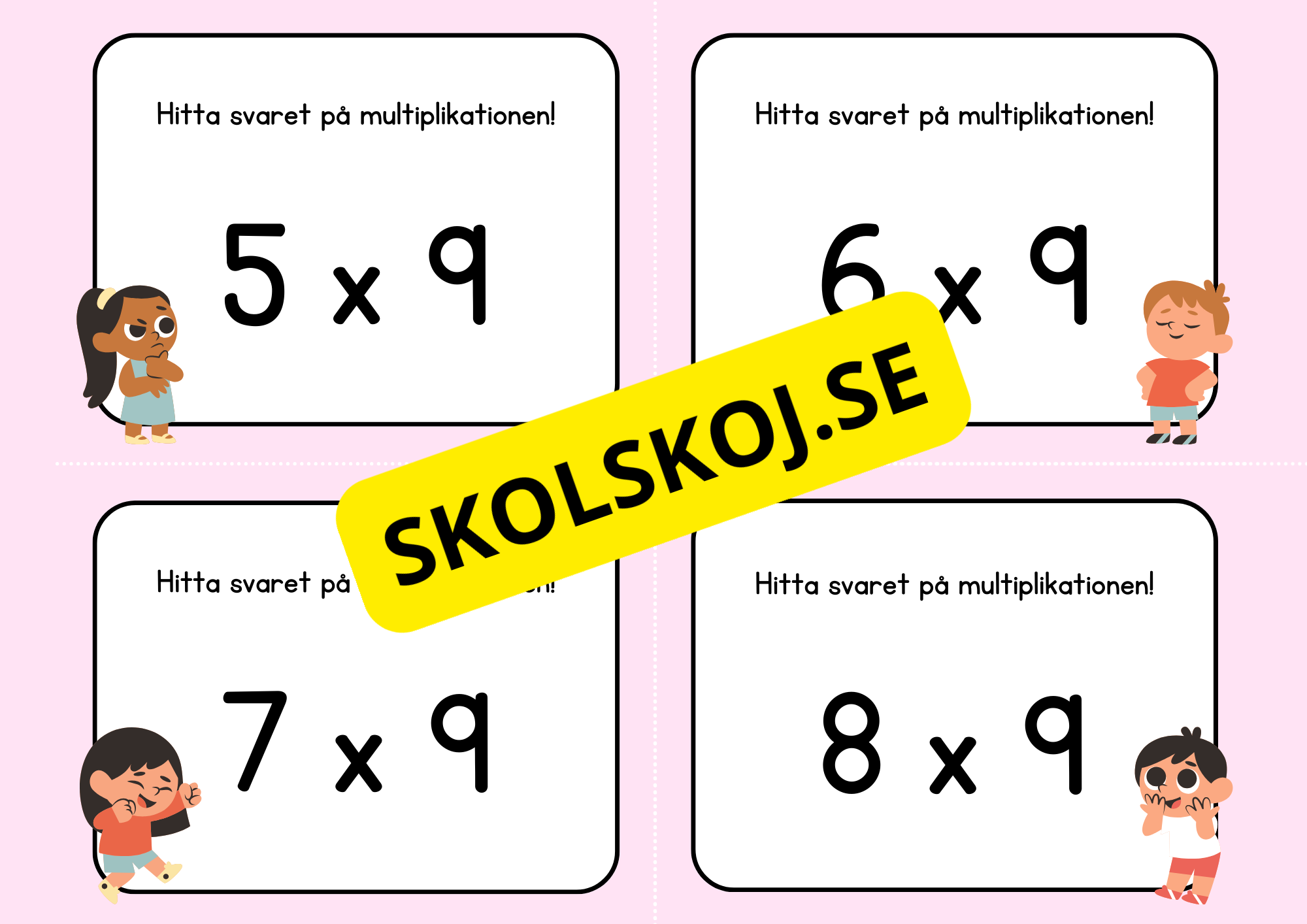 Hitta svaret på multiplikationen - Flashkort