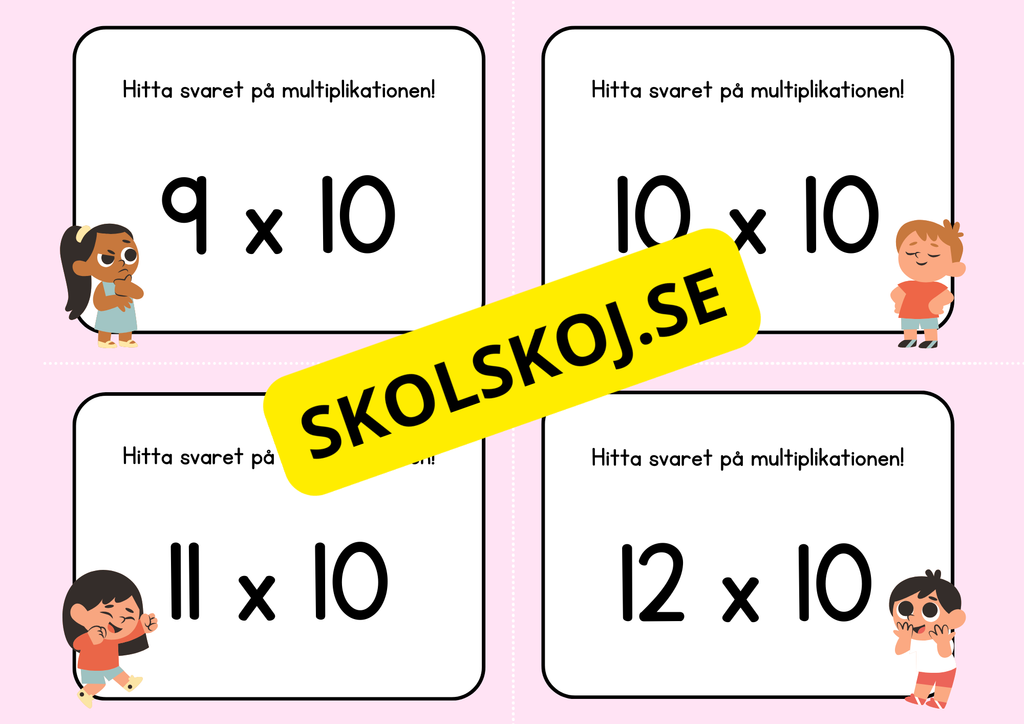 Hitta svaret på multiplikationen - Flashkort