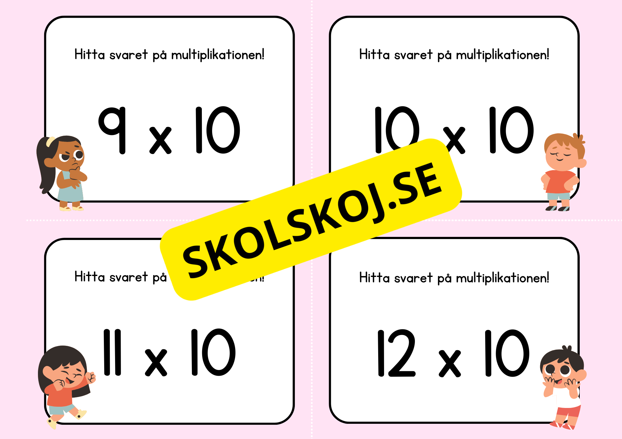 Hitta svaret på multiplikationen - Flashkort