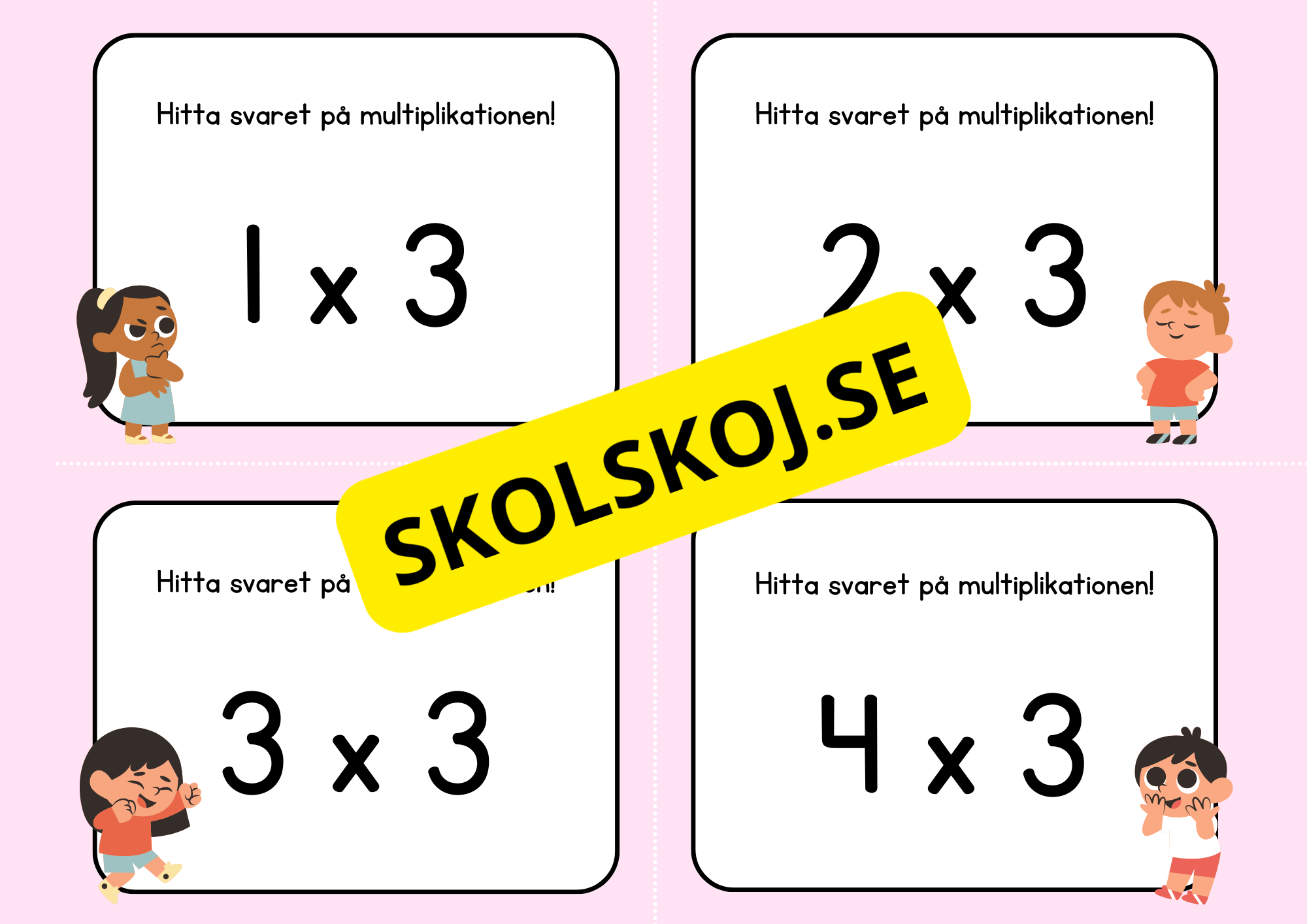 Hitta svaret på multiplikationen - Flashkort