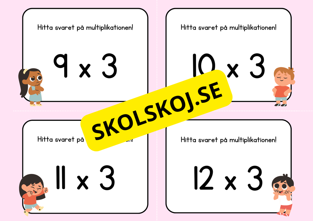 Hitta svaret på multiplikationen - Flashkort