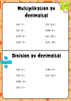 Decimaltal - Multiplikation och division - Vikt - Åk 4 - 5