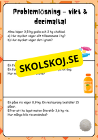 Decimaltal - Multiplikation och division - Vikt - Åk 4 - 5