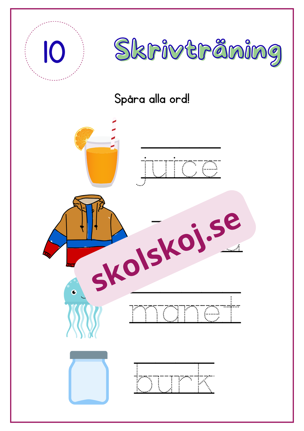 Skrivträning - Häfte