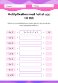 Multiplikation - Heltal - Upp till 100