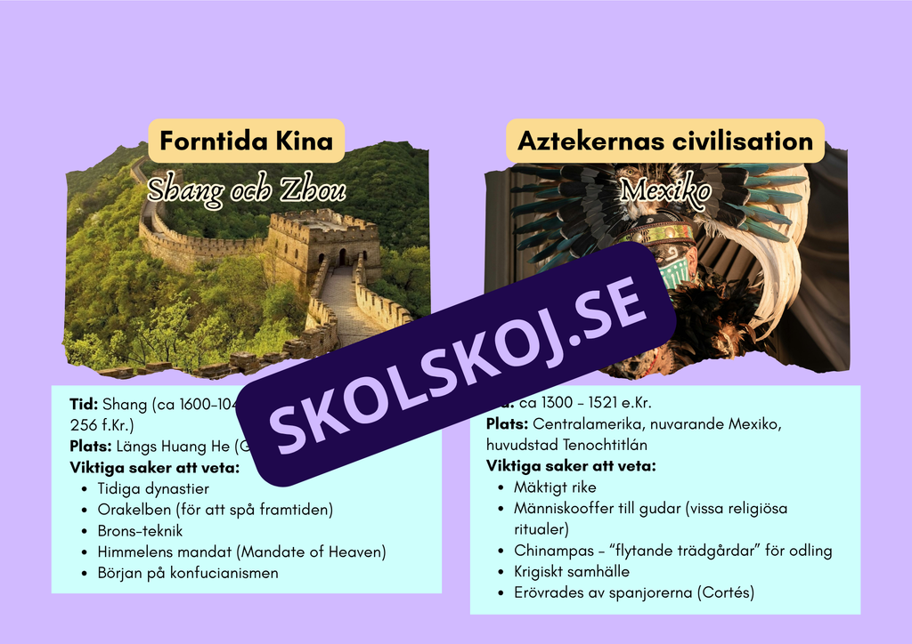 Forntida civilisationer - Presentationer och uppgifter - Årskurs 7 - 9