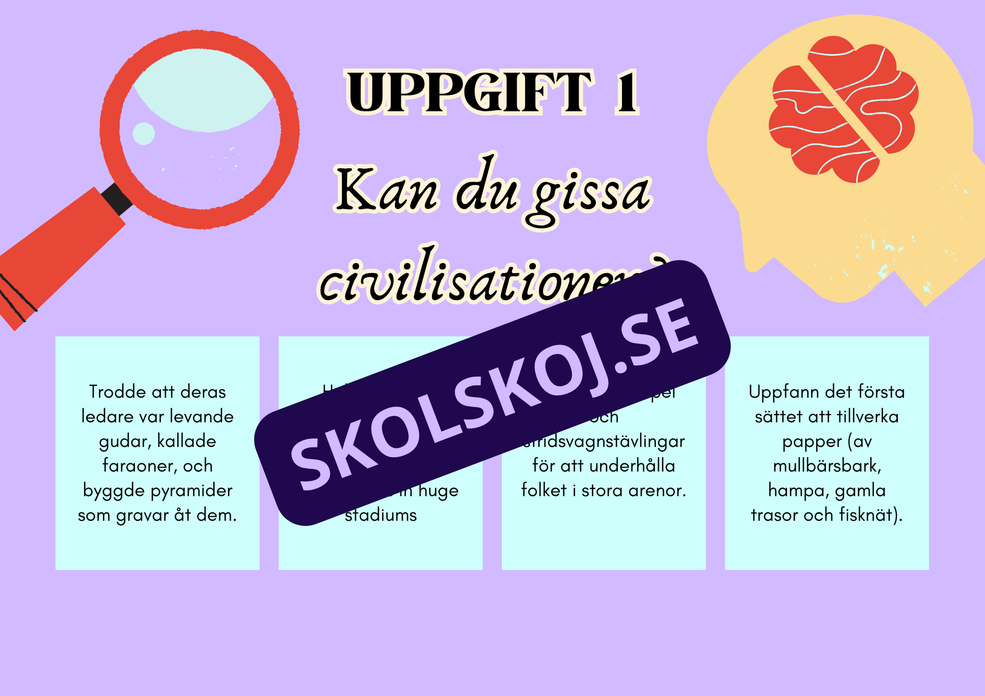 Forntida civilisationer - Presentationer och uppgifter - Årskurs 7 - 9