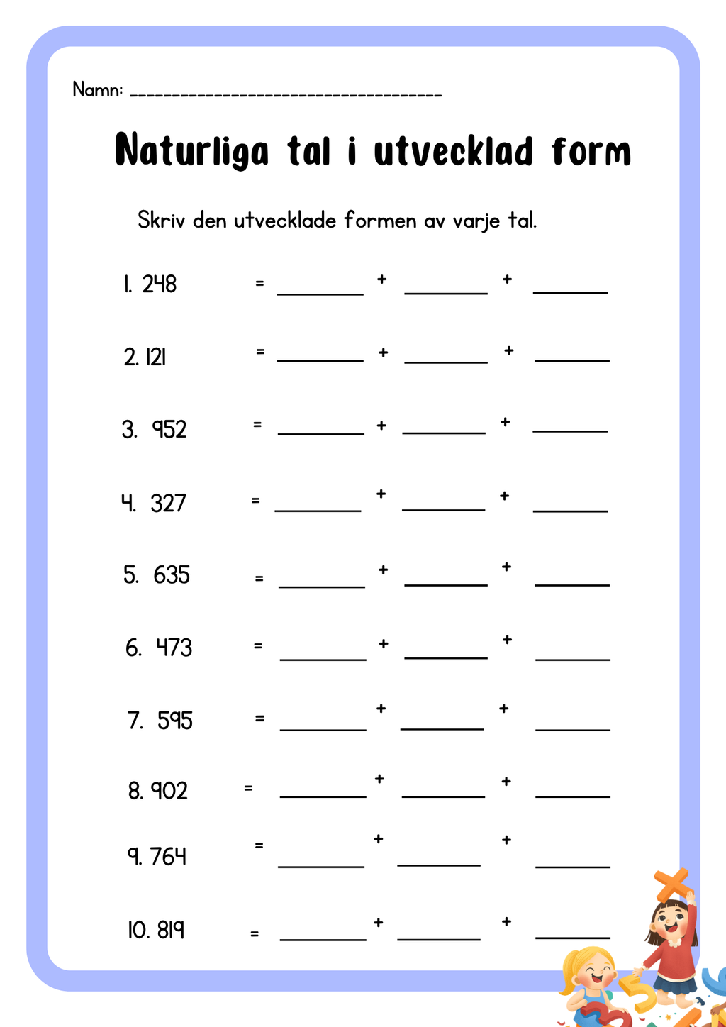Naturliga tal i utvecklad form