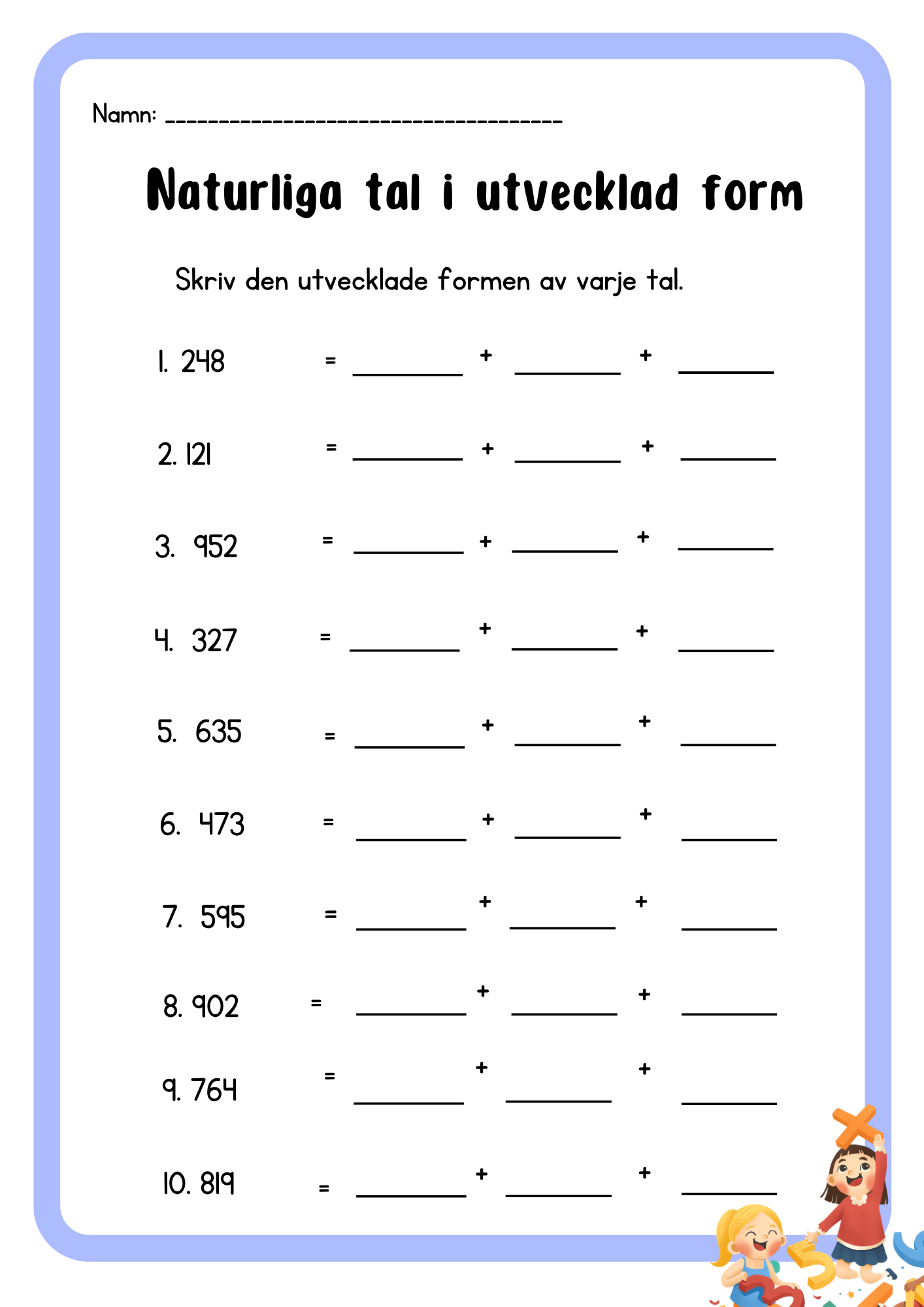 Naturliga tal i utvecklad form