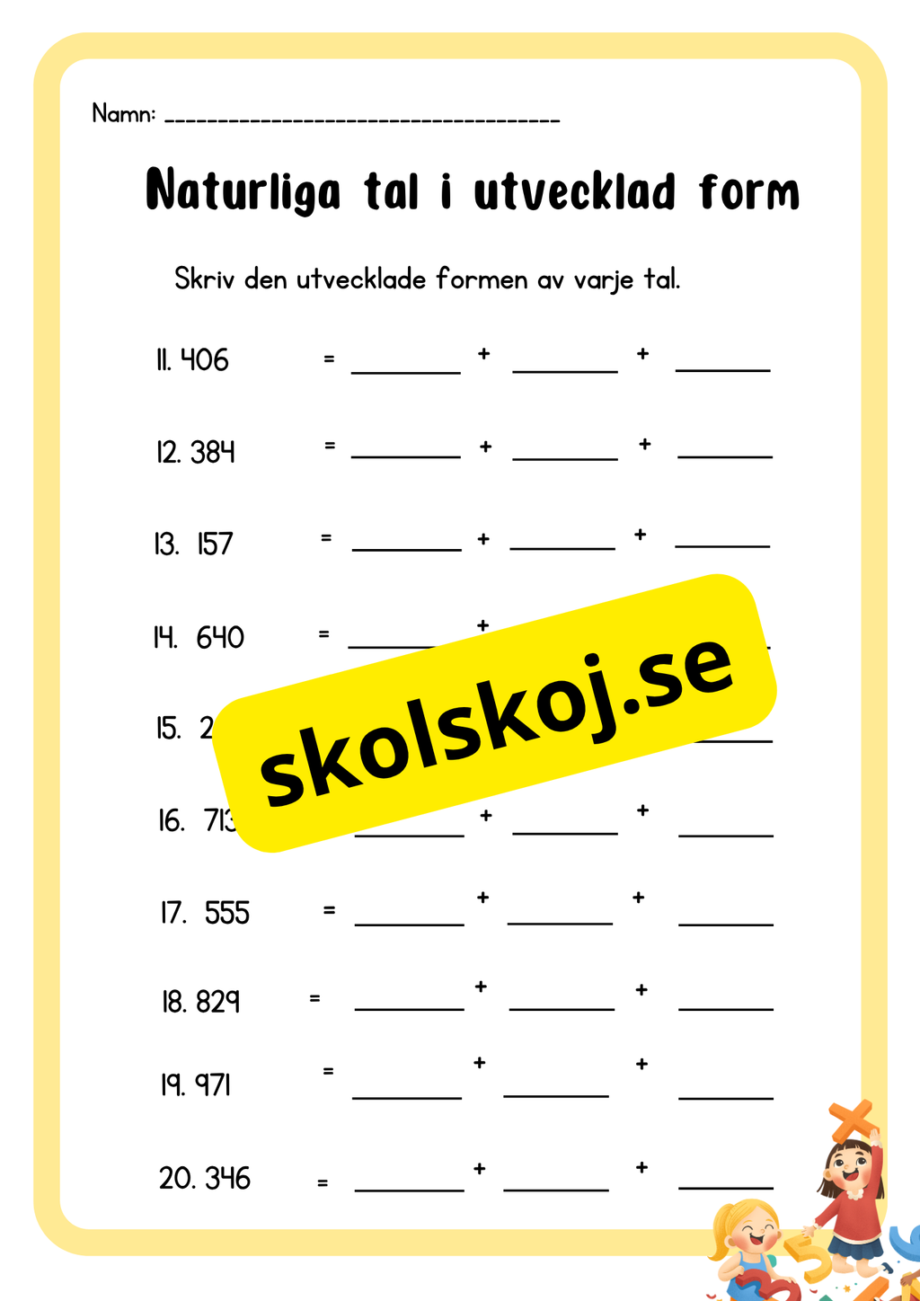 Naturliga tal i utvecklad form