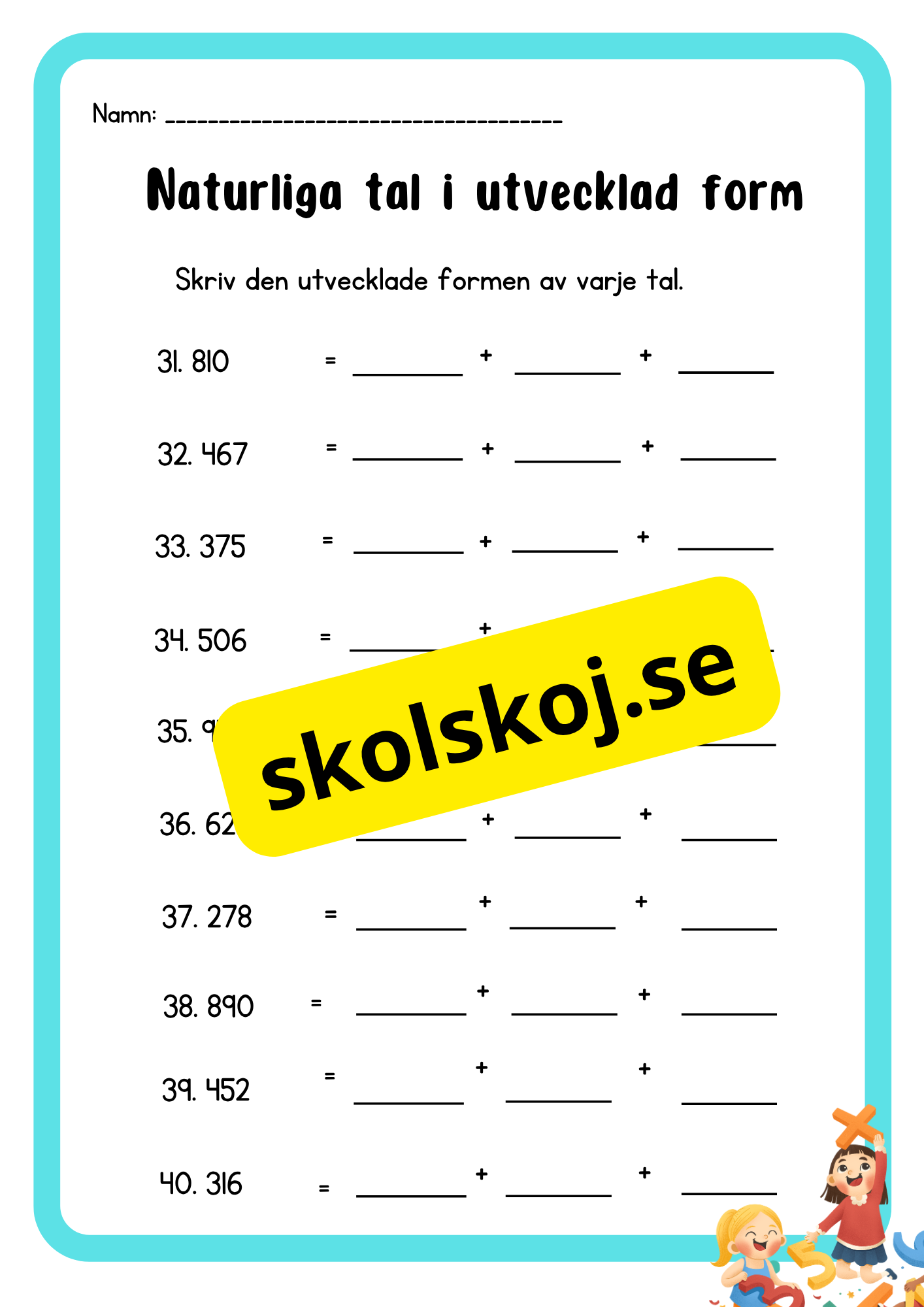 Naturliga tal i utvecklad form