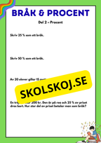 Bråk och procent - Blandade uppgifter - Årskurs 5 - 6