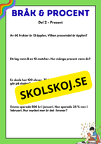 Bråk och procent - Blandade uppgifter - Årskurs 5 - 6
