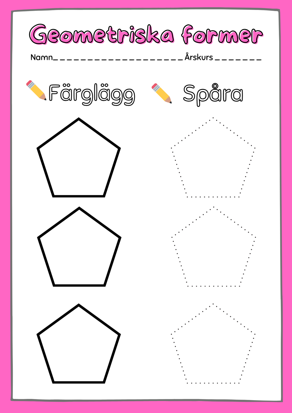 Enkel geometri – Stort paket - 77 sidor