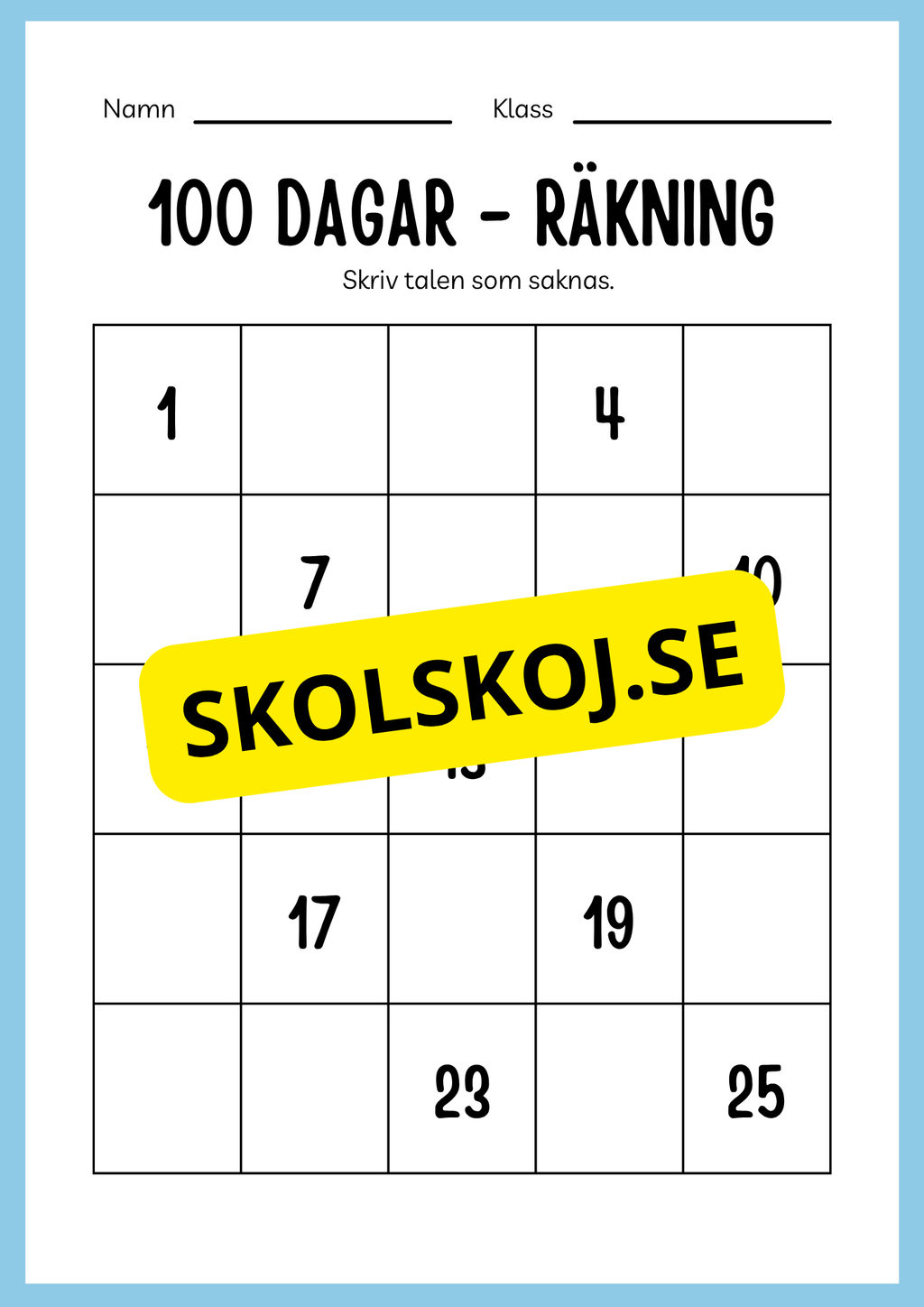100 dagar i skolan (Häfte 20 sidor)