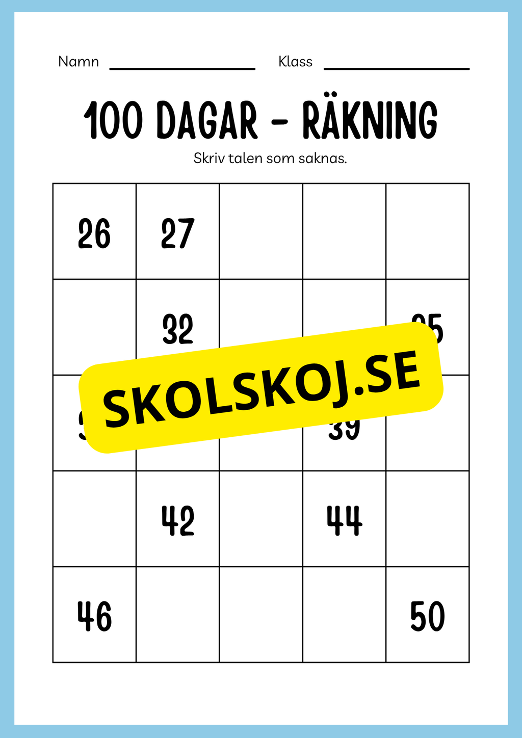 100 dagar i skolan (Häfte 20 sidor)