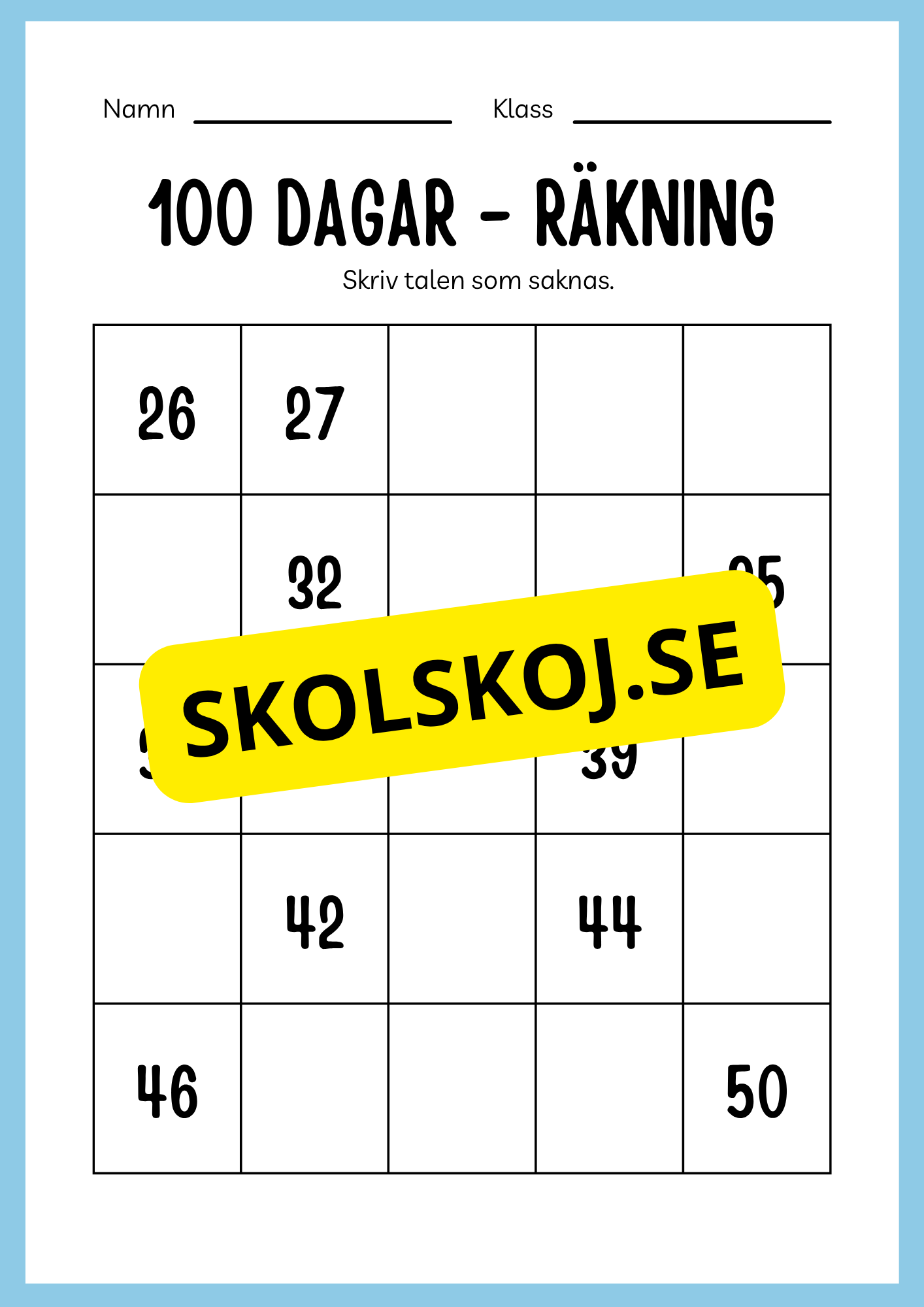 100 dagar i skolan (Häfte 20 sidor)