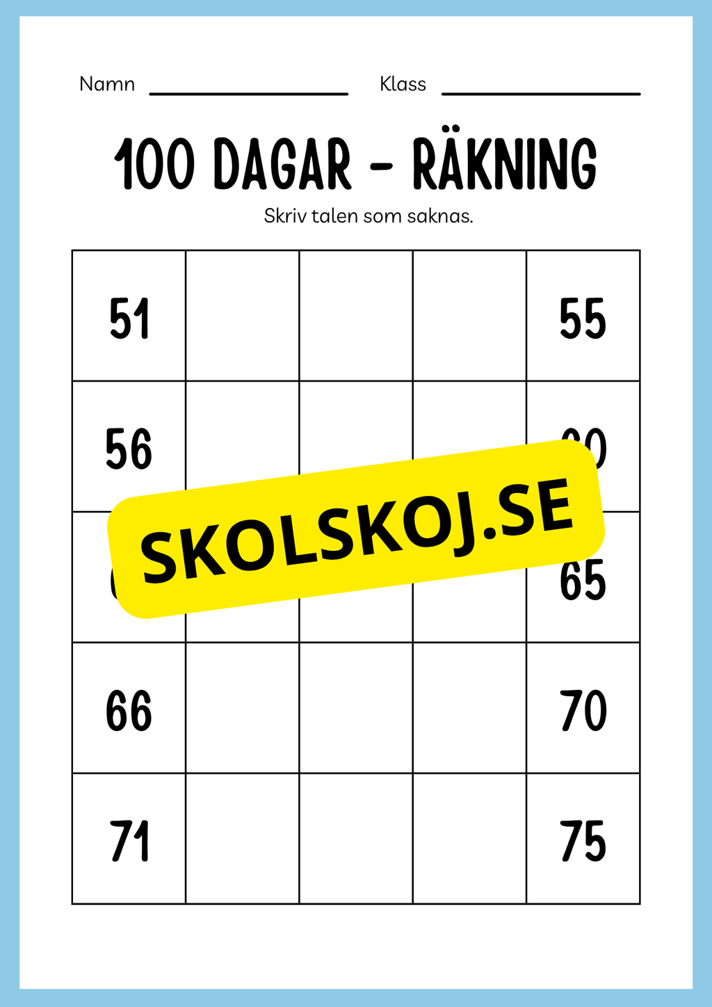 100 dagar i skolan (Häfte 20 sidor)