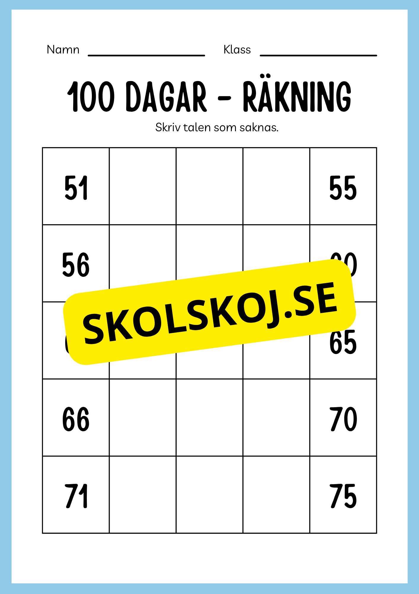 100 dagar i skolan (Häfte 20 sidor)