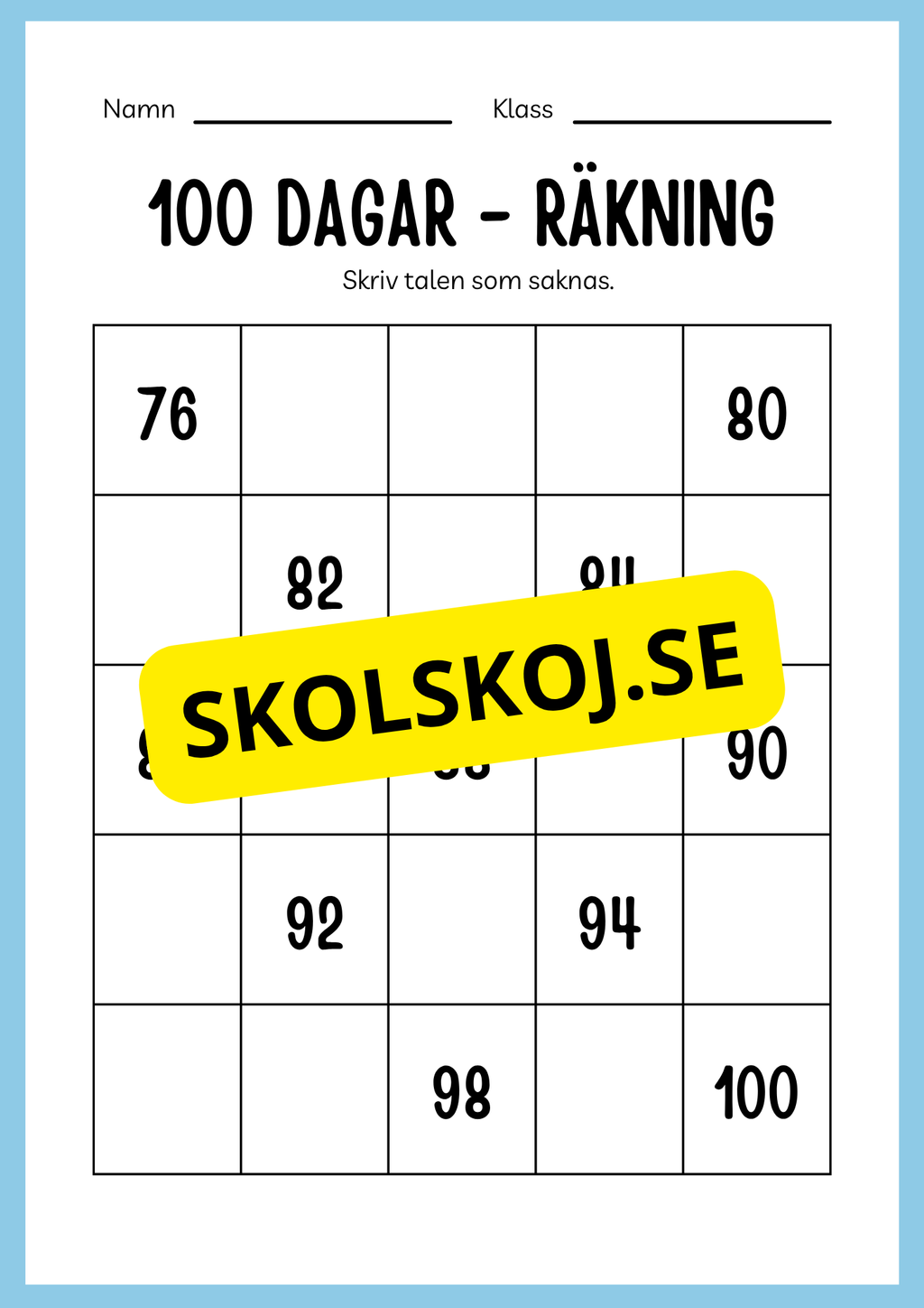 100 dagar i skolan (Häfte 20 sidor)