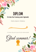 Diplom för skolavslutning – Förskoleklass till årskurs 9