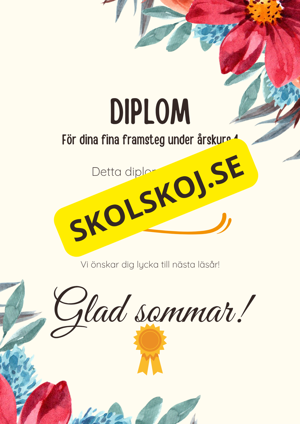 Diplom för skolavslutning – Förskoleklass till årskurs 9