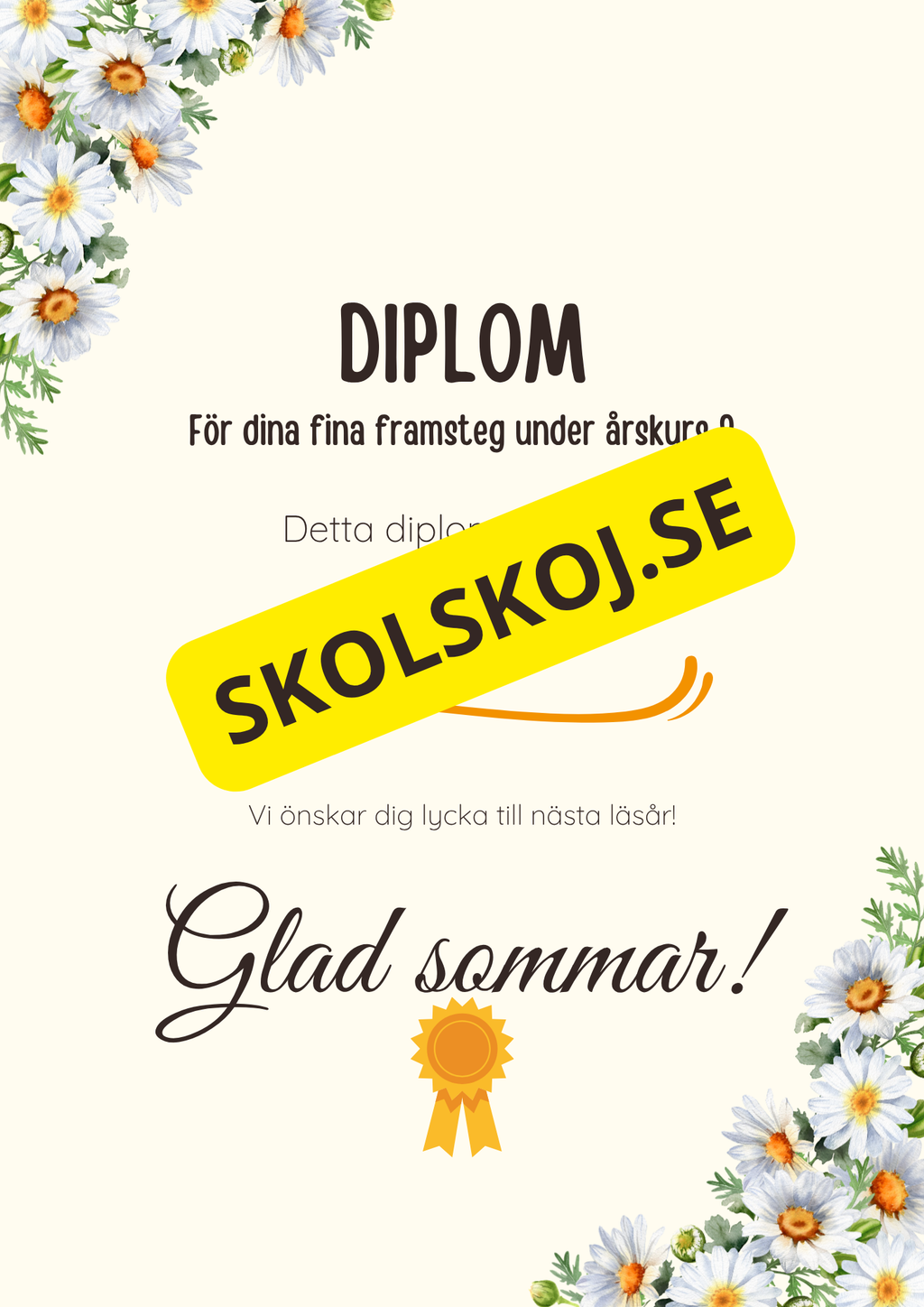 Diplom för skolavslutning – Förskoleklass till årskurs 9
