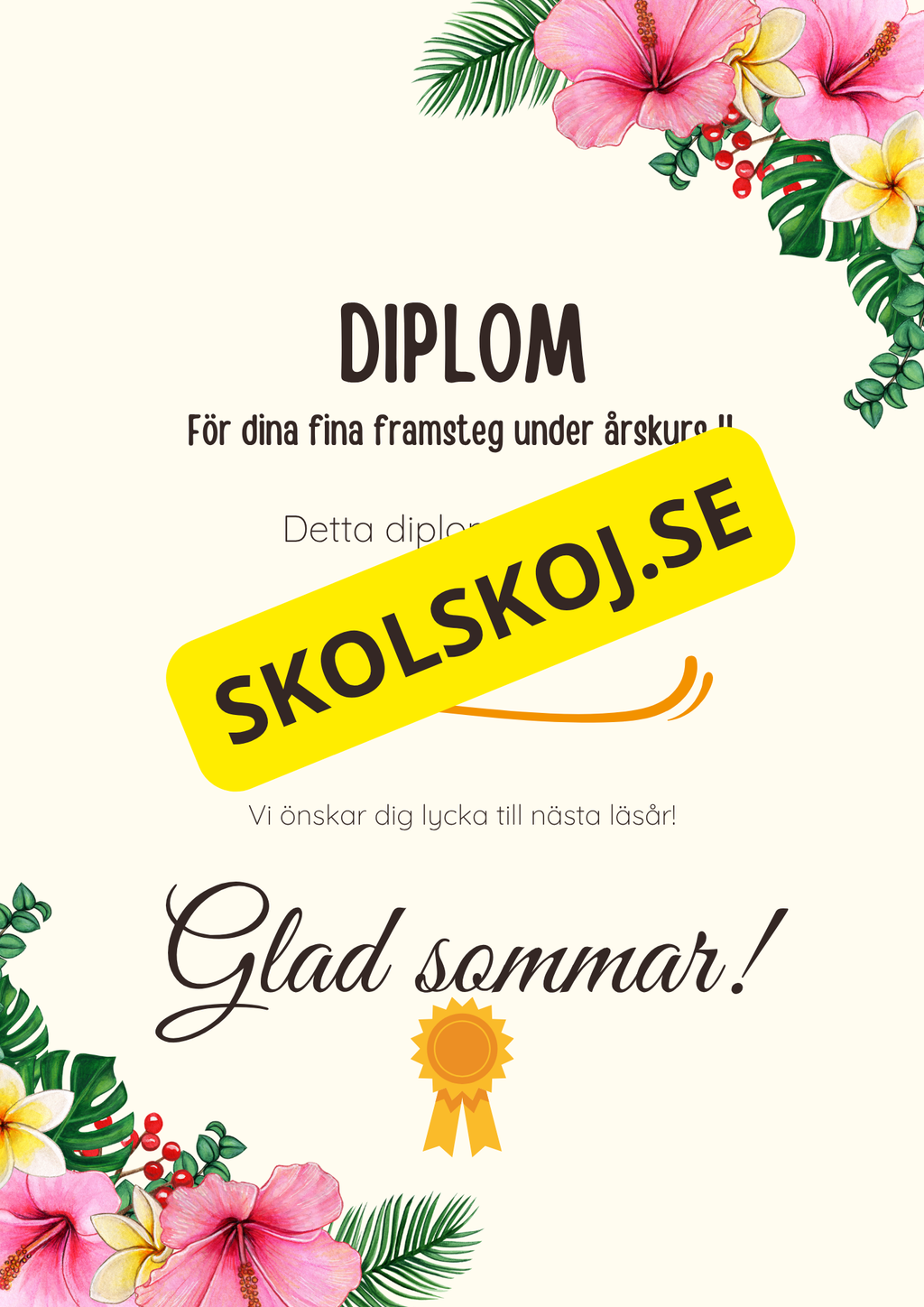 Diplom för skolavslutning – Förskoleklass till årskurs 9
