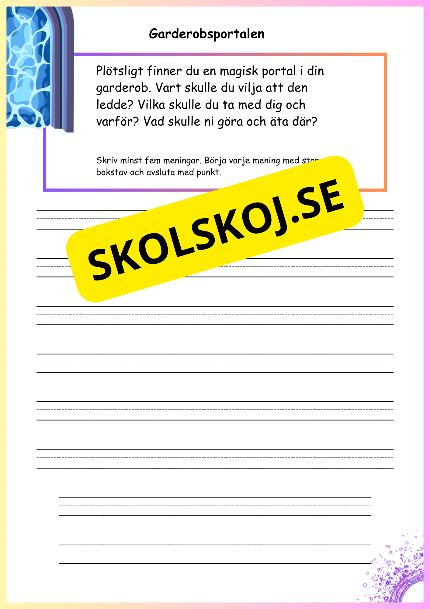 20 olika startpunkter  för berättelser