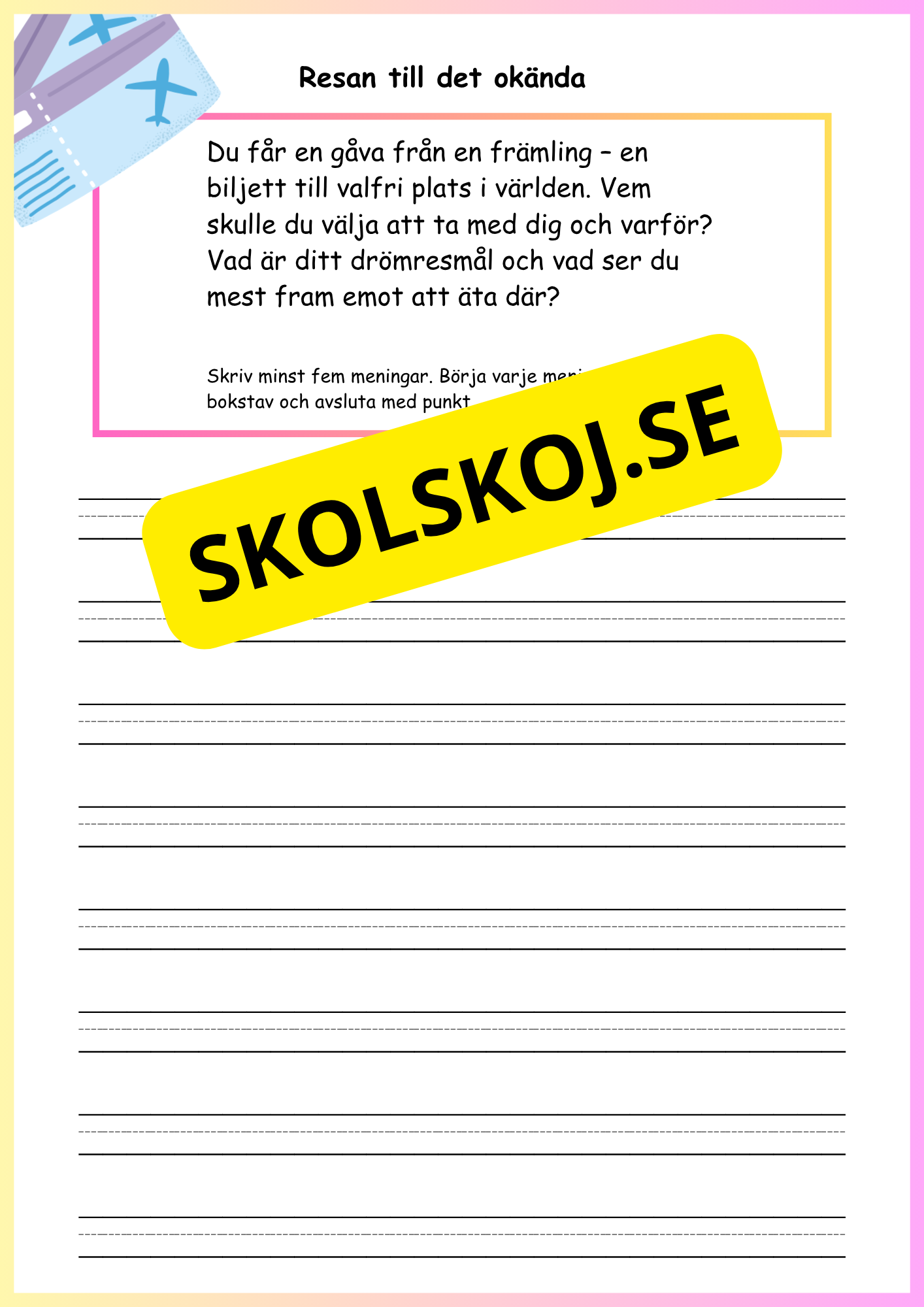20 olika startpunkter  för berättelser