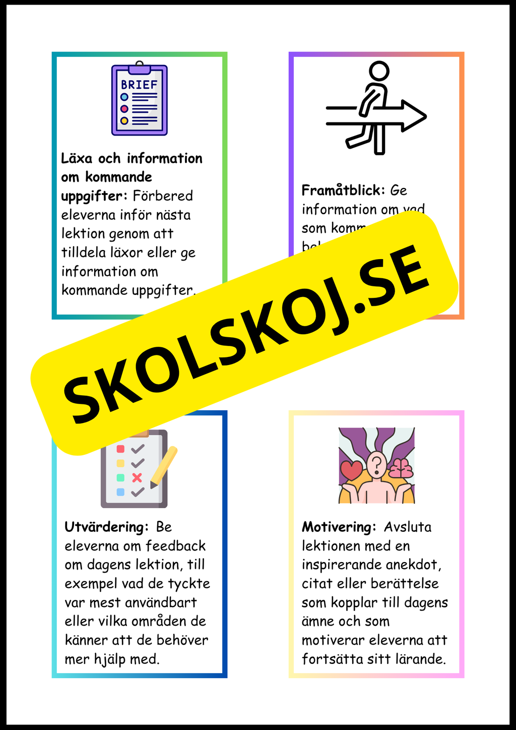 Olika strategier för att avsluta en lektion – lärarstöd för grundskolan