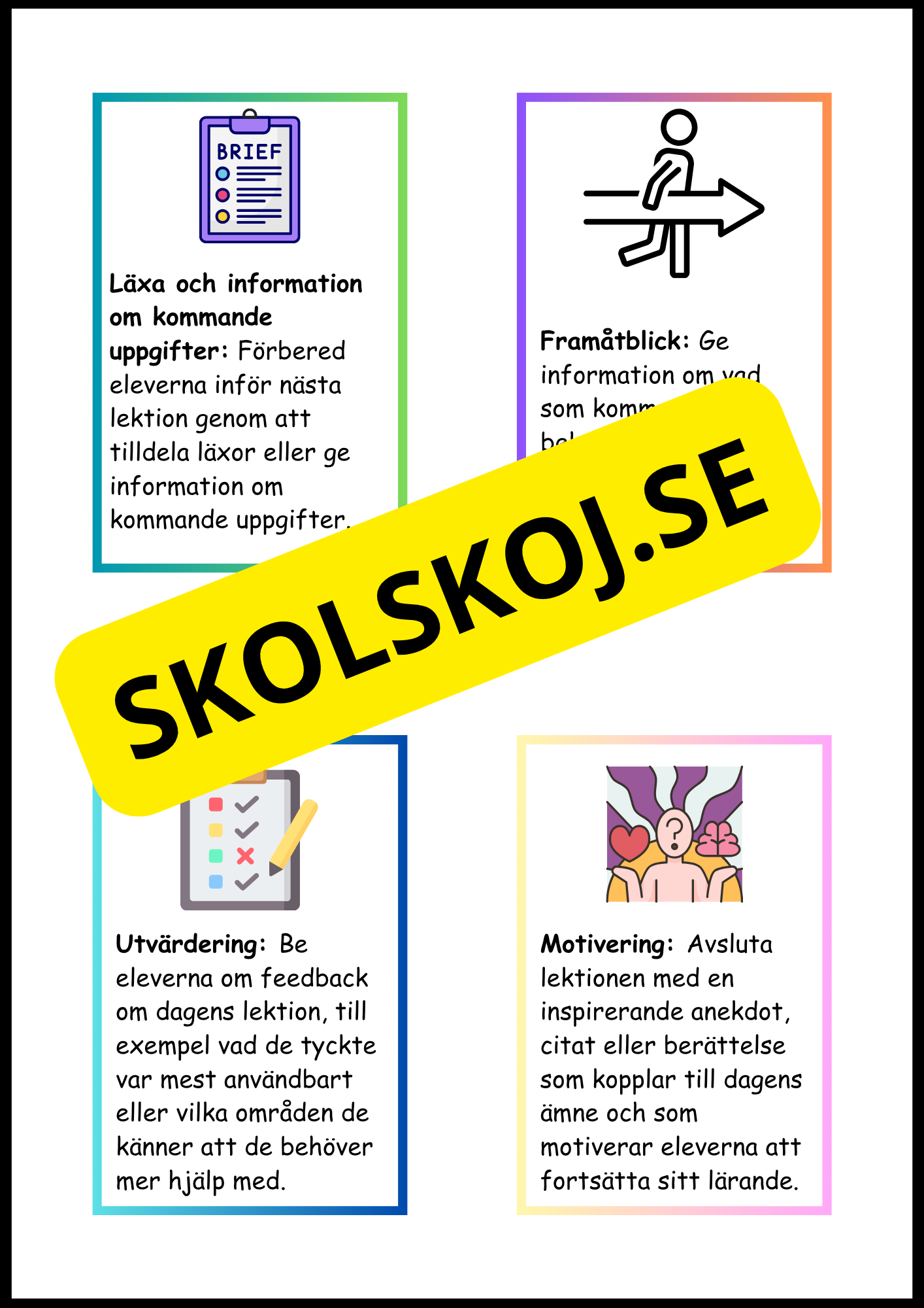 Olika strategier för att avsluta en lektion – lärarstöd för grundskolan