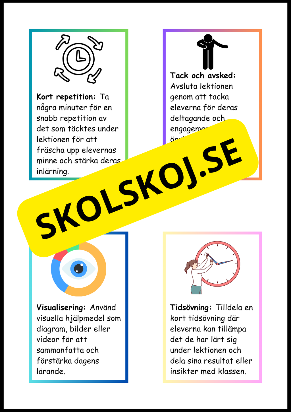 Olika strategier för att avsluta en lektion – lärarstöd för grundskolan