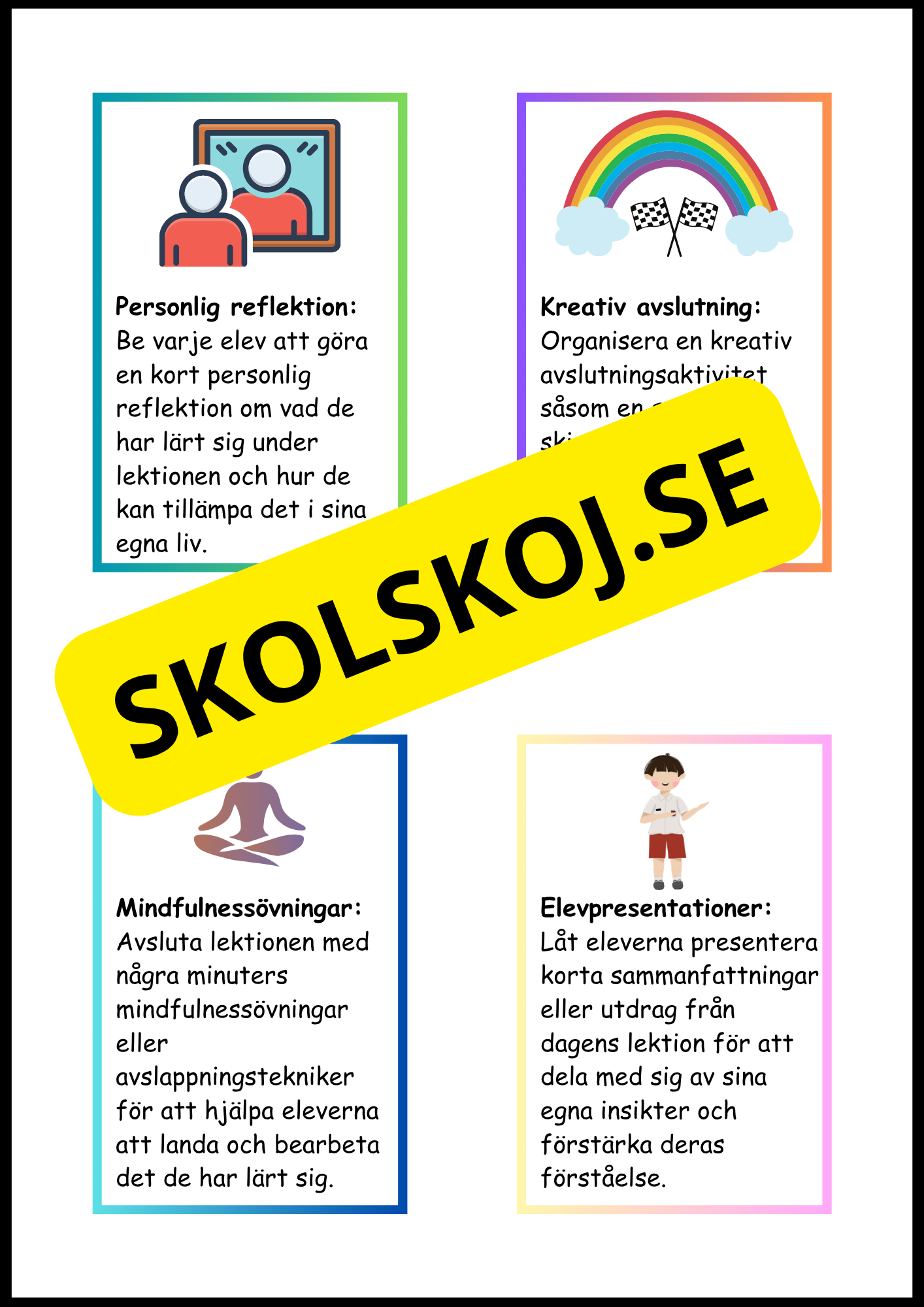 Olika strategier för att avsluta en lektion – lärarstöd för grundskolan