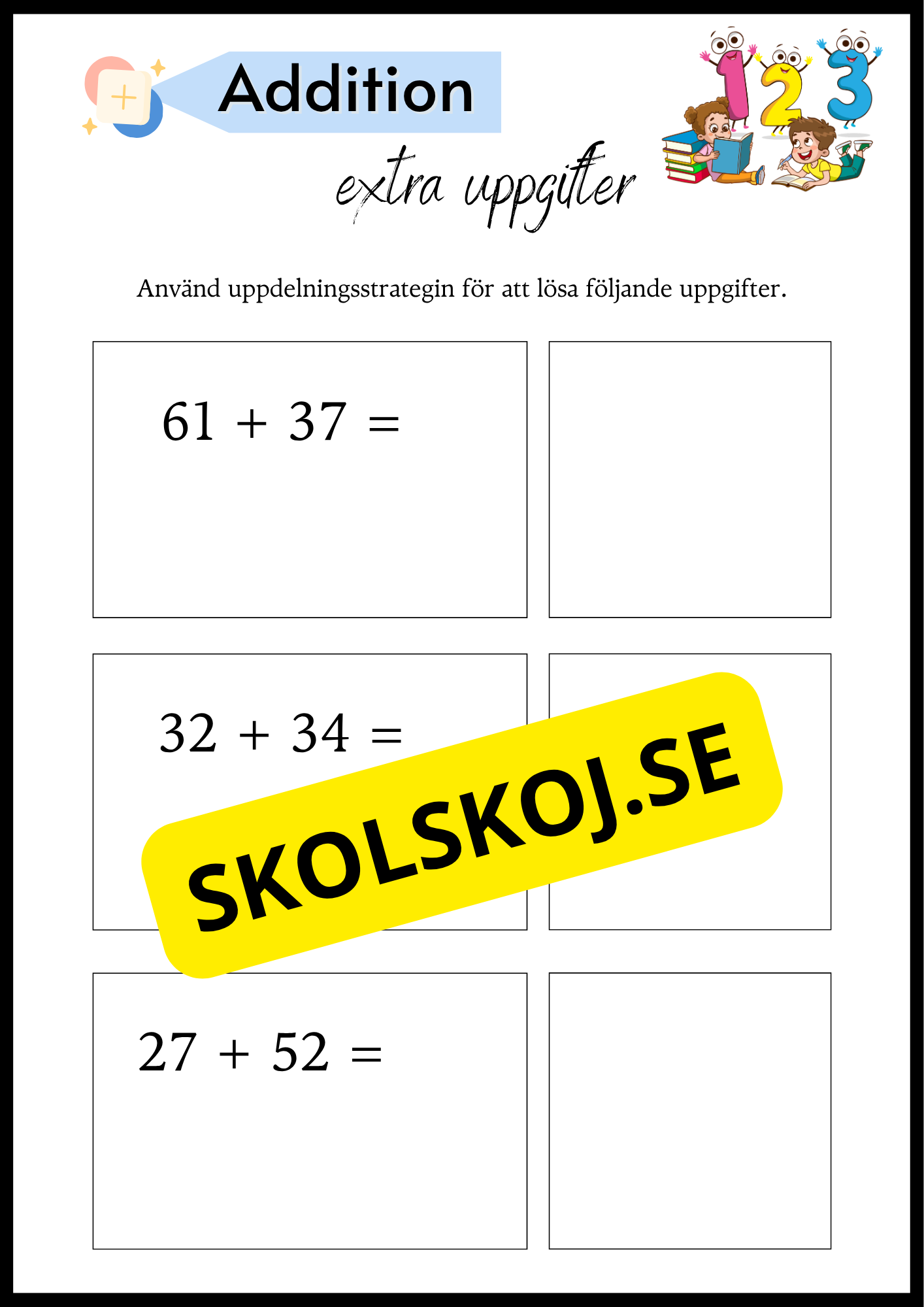 Addition med tvåsiffriga tal - Extra uppgifter