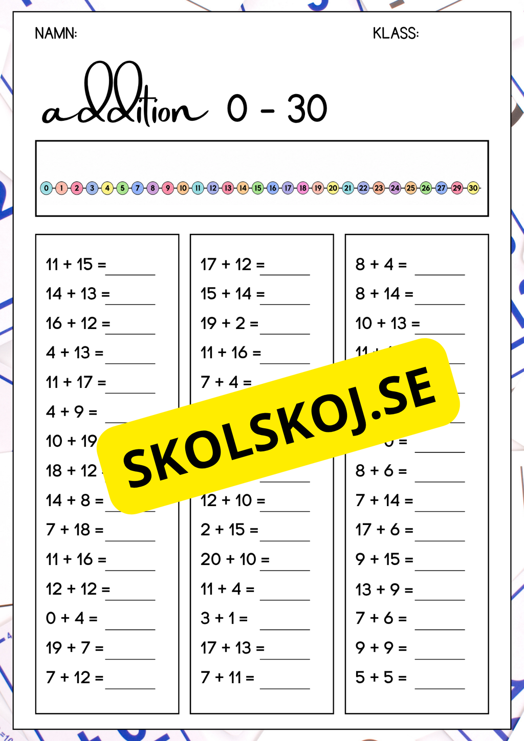 Addition 0 - 30