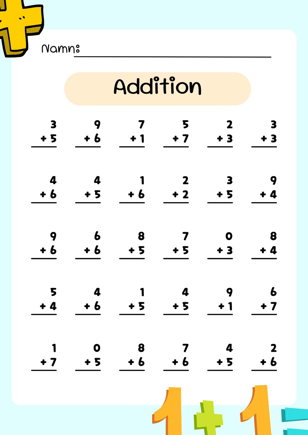 Uppställning addition 0 - 1000