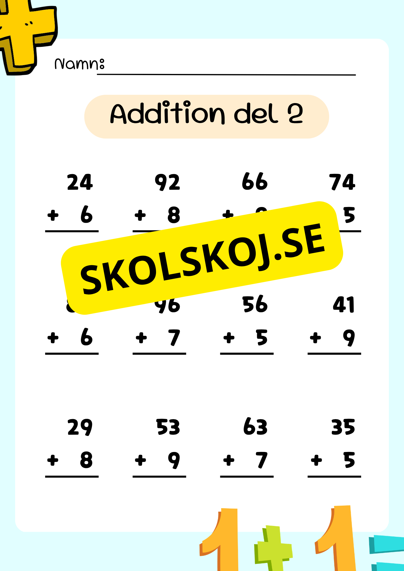 Uppställning addition 0 - 1000