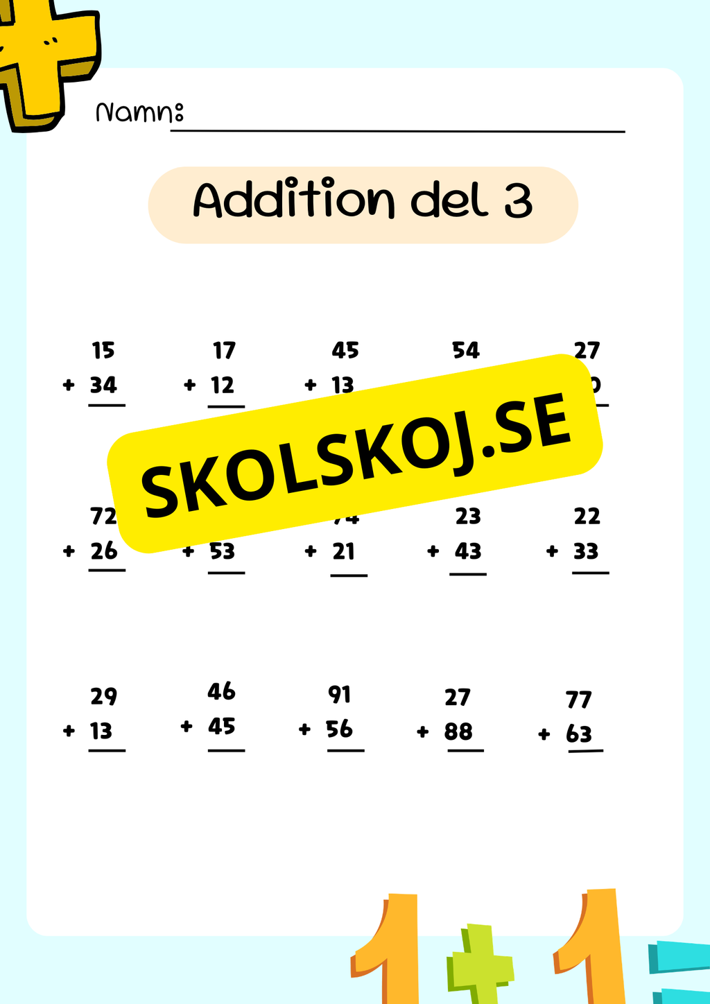 Uppställning addition 0 - 1000
