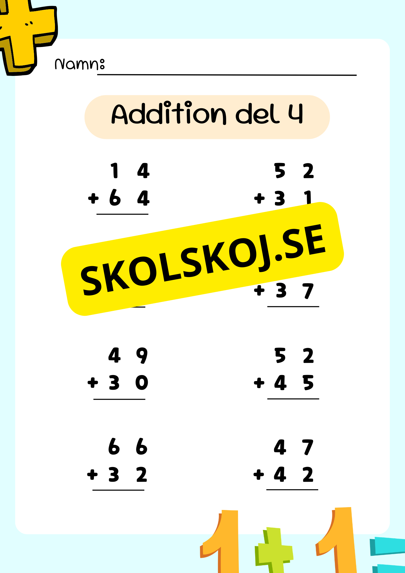 Uppställning addition 0 - 1000