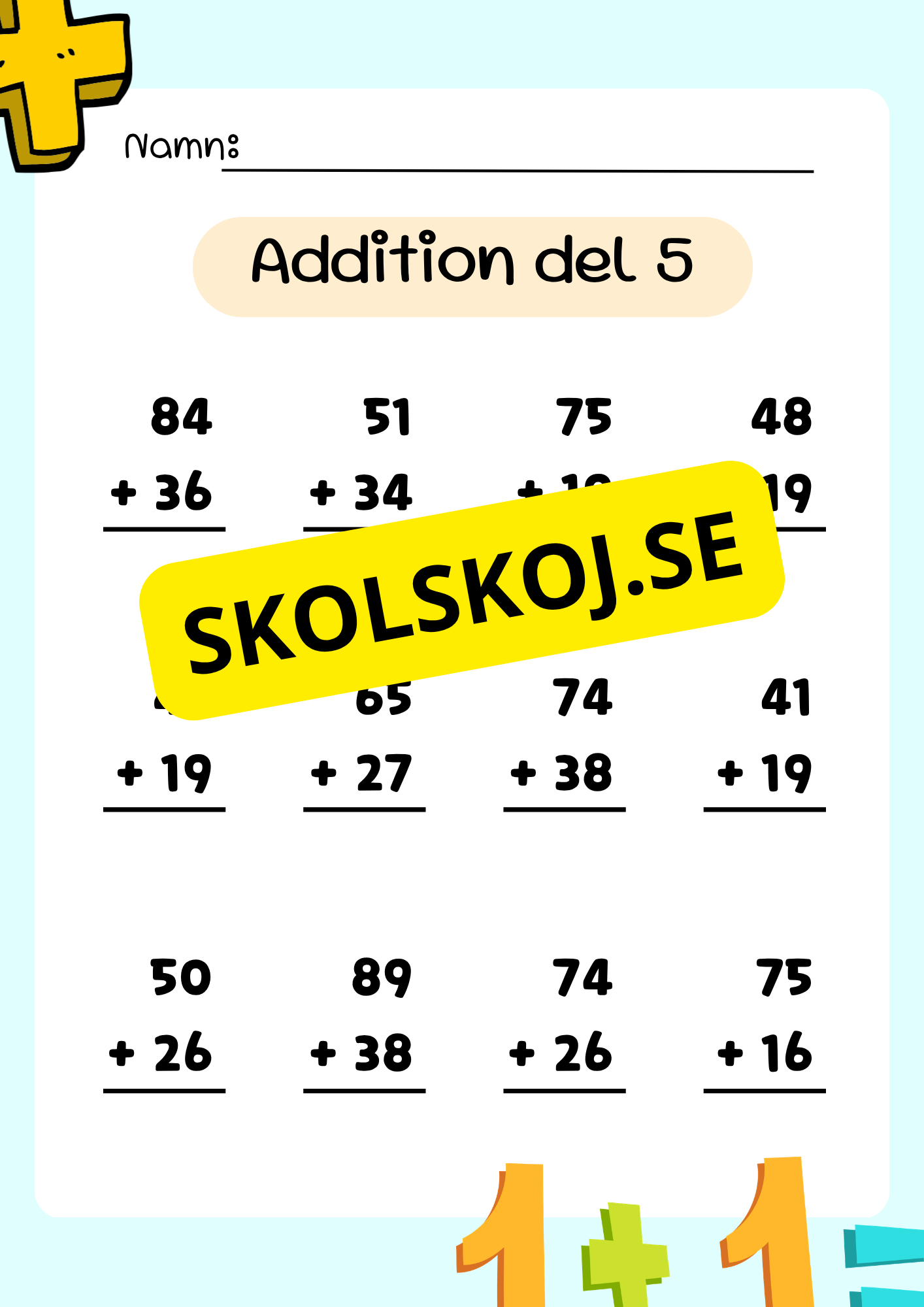 Uppställning addition 0 - 1000