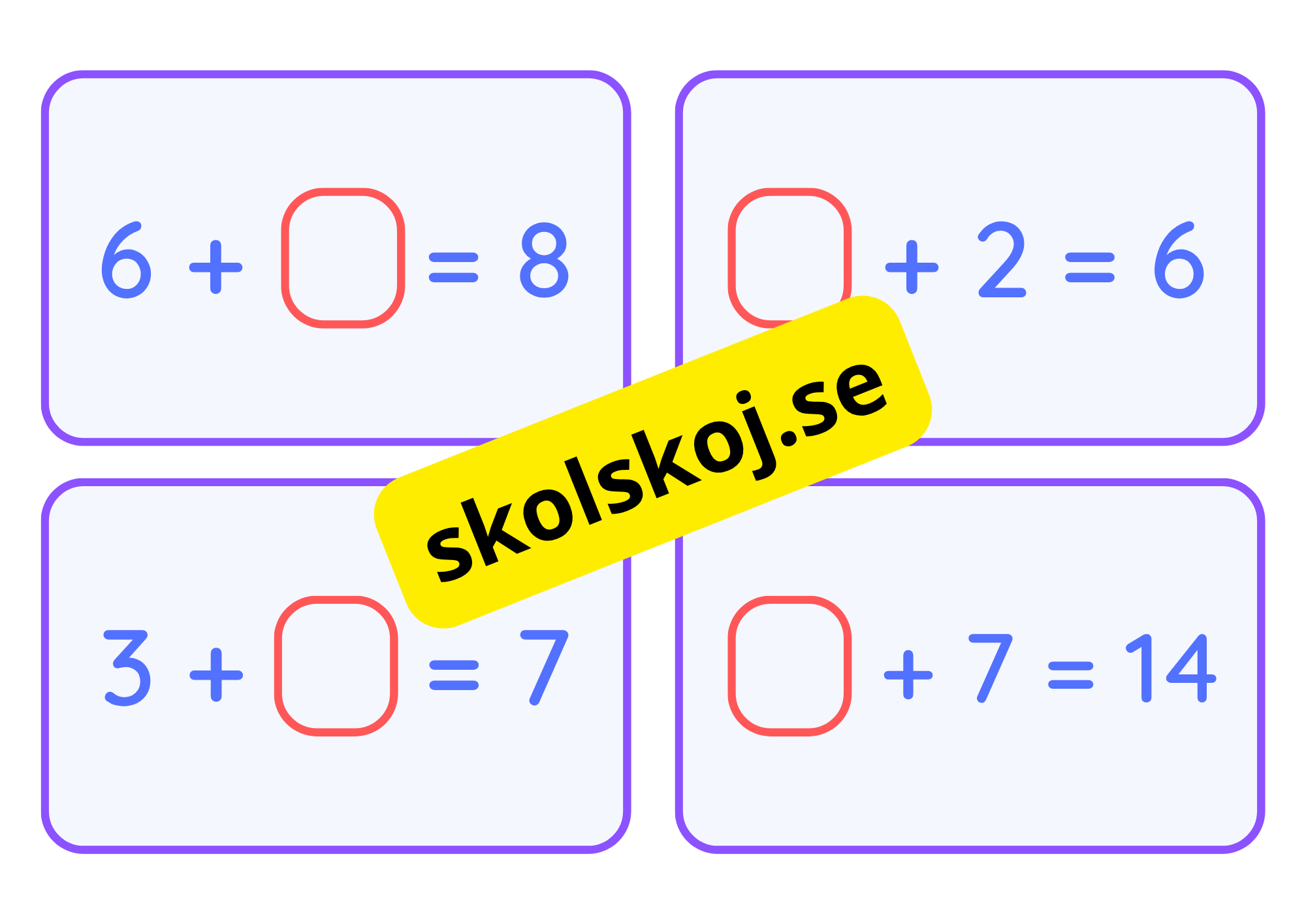 Addition och subtraktion - Flashkort