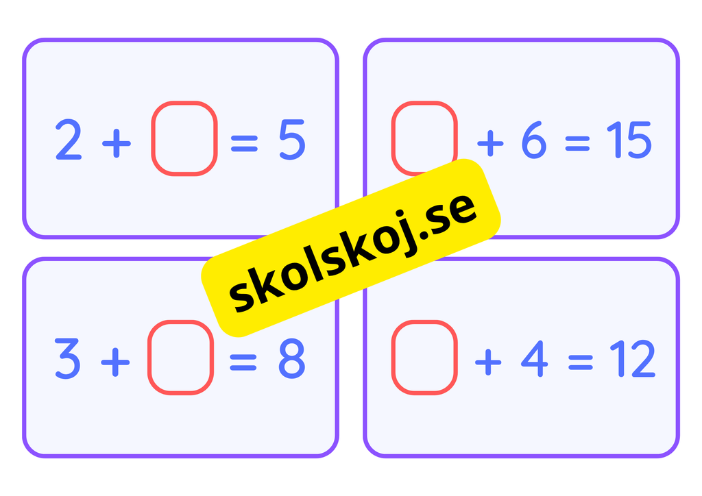 Addition och subtraktion - Flashkort