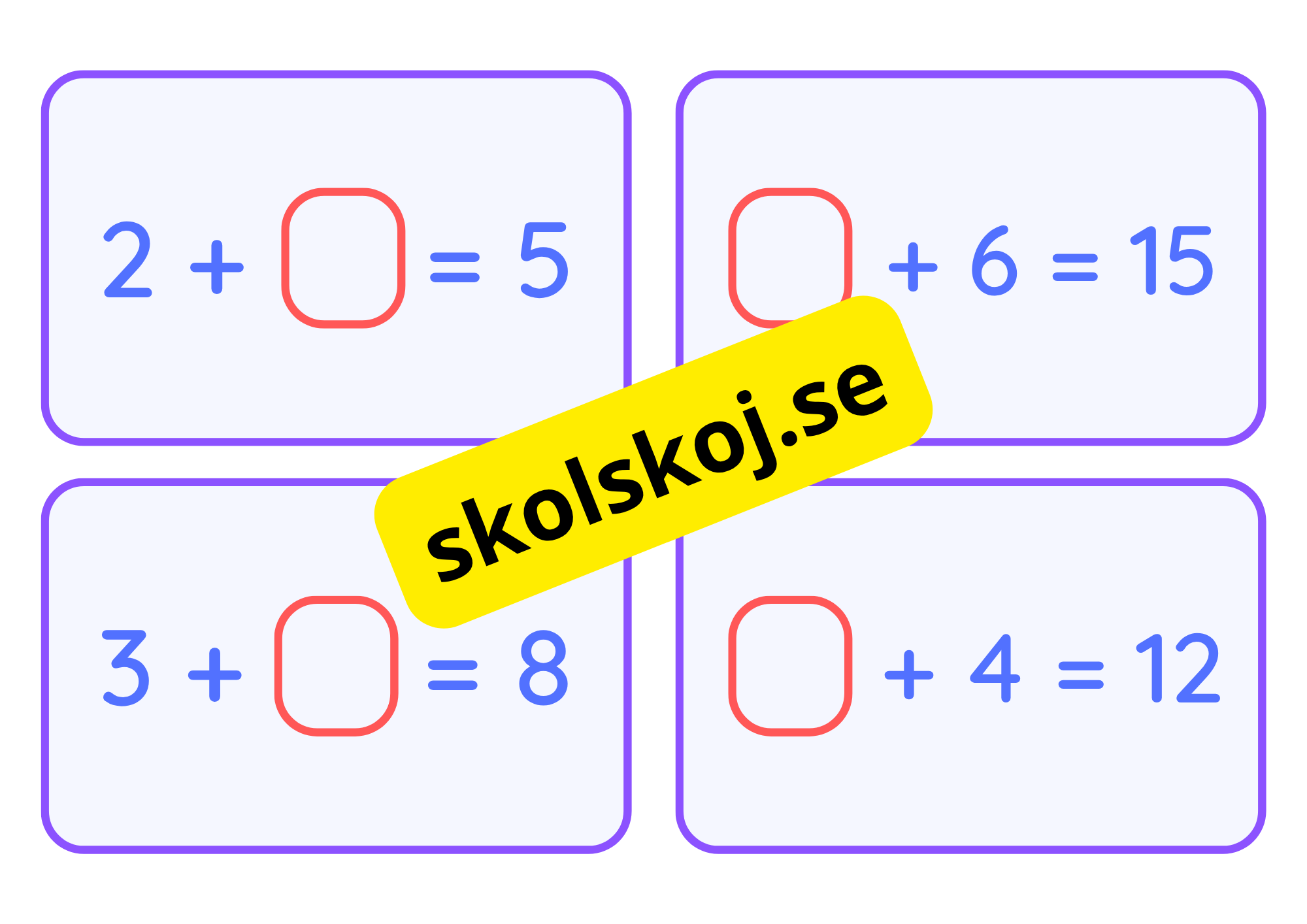 Addition och subtraktion - Flashkort