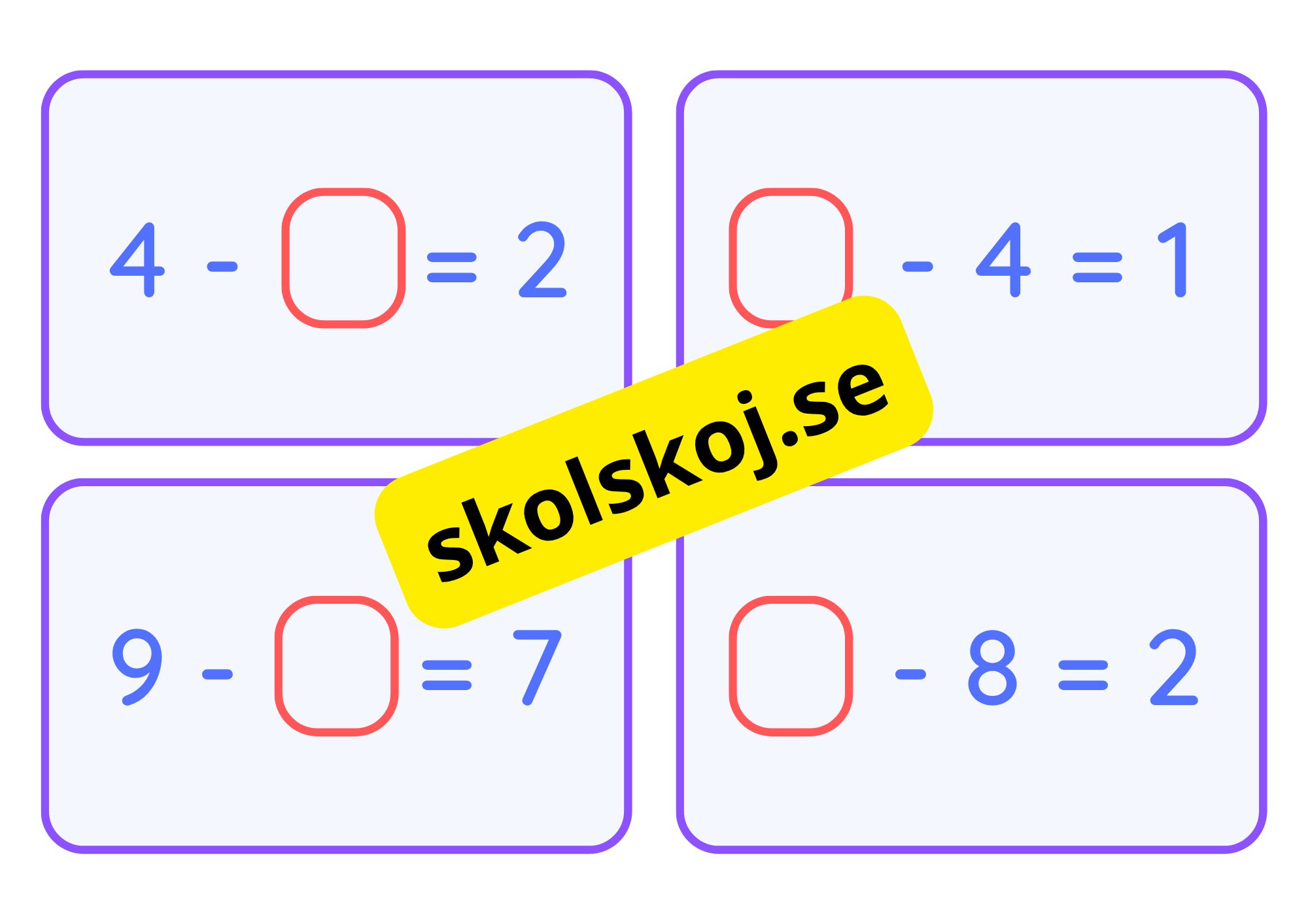 Addition och subtraktion - Flashkort