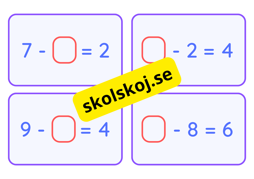 Addition och subtraktion - Flashkort